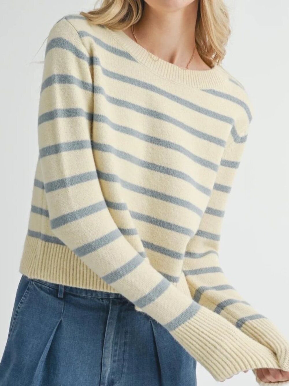 Sadie & Sage Sheri Striped Boxy Sweater